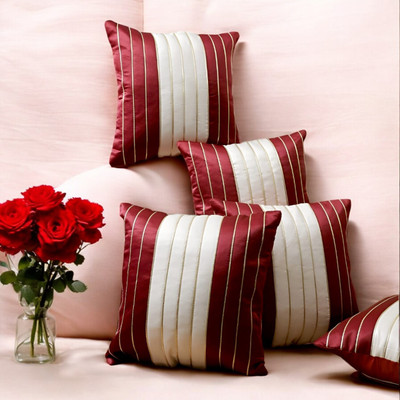 Zikrak Dupion Silk Cushions & Pillows Cover(40 cm*40 cm, Pack of 5, Maroon)