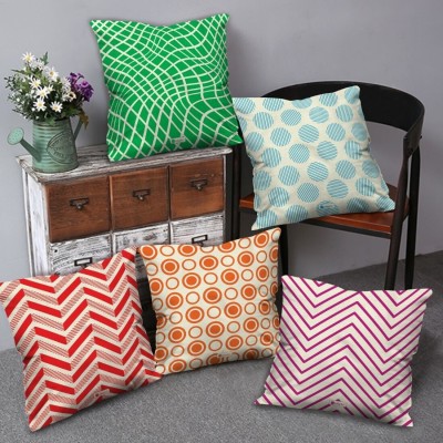 Indigifts Canvas Cushions Cover(Pack of 5, 45 cm*45 cm, Multicolor)