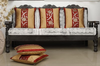 Dekor World Embroidered Cushions & Pillows Cover(Pack of 5, 40 cm*40 cm, Maroon)