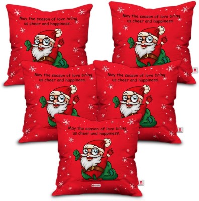 Indigifts Satin Cushions Cover(Pack of 5, 45 cm*45 cm, Red)