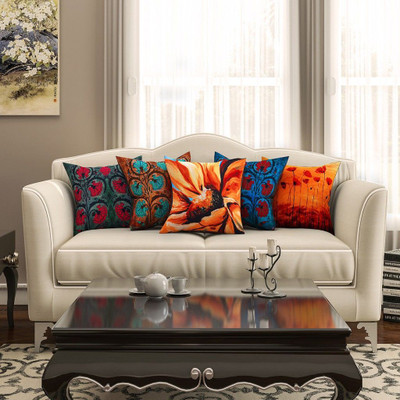 SEJ BY NISHA GUPTA Cotton Cushions Cover(Pack of 5, 40.64 cm*40.64 cm, Multicolor)