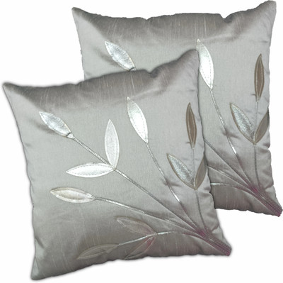 VELORA Silk Cushions & Pillows Cover(40 cm*40 cm, Pack of 2, Silver)