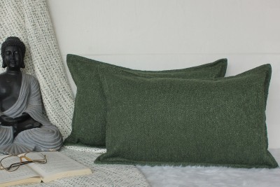 Dekor World Plain Cushions & Pillows Cover(Pack of 2, 45 cm*70 cm, Dark Green)