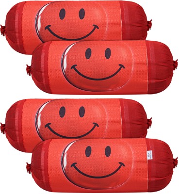 Heart Home Cotton Bolsters Cover(Pack of 4, 41 cm*81 cm, Red)