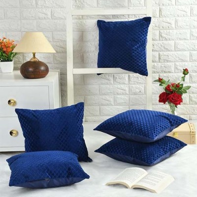 GSD Handloom Checkered Cushions Cover(Pack of 5, 40 cm*40 cm, Dark Blue)