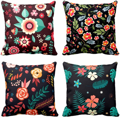 TheYaYaCafe Cotton Cushions Cover(30 cm*30 cm, Pack of 4, Multicolor)