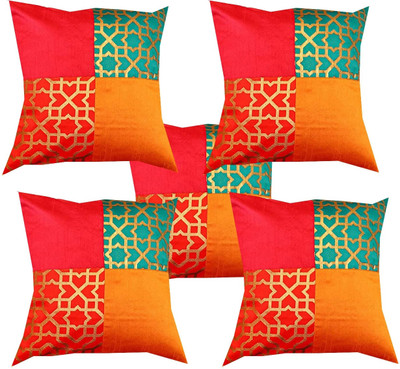 PInK PARROT Cotton Cushions Cover(39 cm*39 cm, Pack of 5, Multicolor)