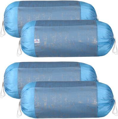 Heart Home Polyester Bolsters Cover(Pack of 4, 40 cm*76 cm, Light Blue)