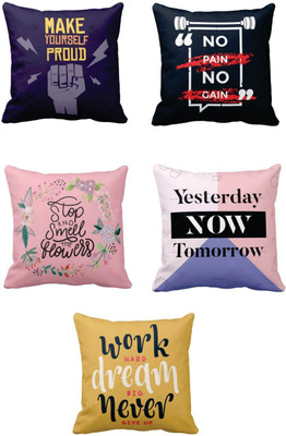 TheYaYaCafe Cotton Cushions Cover(40 cm*40 cm, Pack of 5, Multicolor)