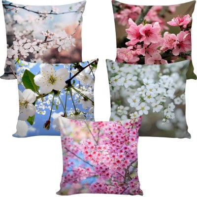 TRENDECOR Floral Cushions Cover(Pack of 5, 60 cm*60 cm, Pink, White, Blue, Multicolor)