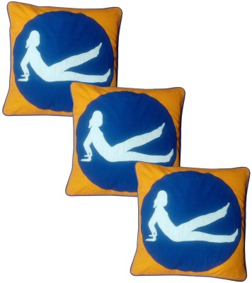 Hugs N Rugs Embroidered Cushions Cover(Pack of 3, 40 cm*40 cm, Blue, Orange)