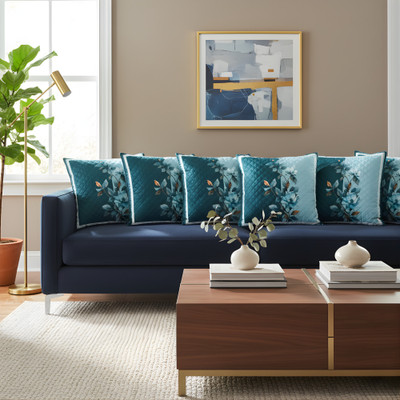 VICTORY WEAVES Polycotton Cushions Cover(40 cm*40 cm, Pack of 5, Blue)