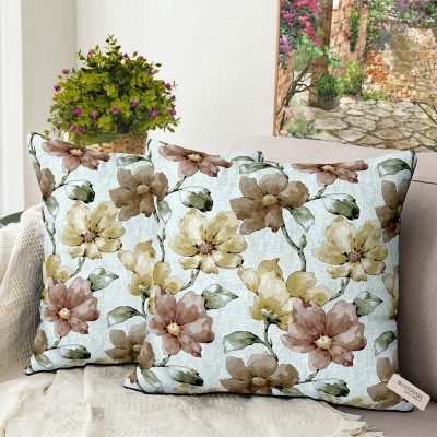 Bluegrass Floral Cushions Cover(Pack of 2, 60 cm*60 cm, Cream)