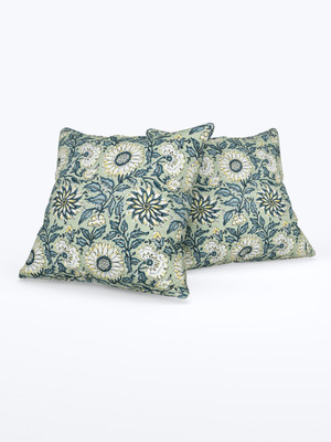 Texstylers Cotton Cushions Cover(40.64 cm*40.64 cm, Pack of 2, Green)