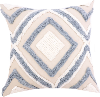 STITCHANDSTYLE Cotton Cushions Cover(40 cm*40 cm, Grey, Beige)