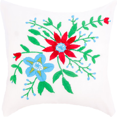 STITCHANDSTYLE Cotton Cushions Cover(40 cm*40 cm, White, Multicolor)