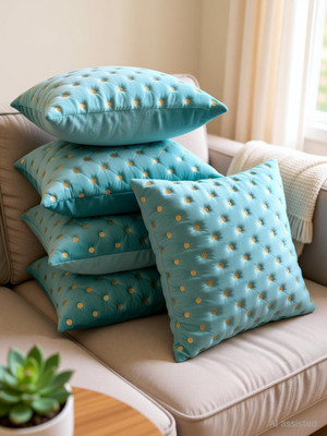 Fazar Creations Velvet Cushions Cover(40 cm*40 cm, Pack of 5, Light Blue)