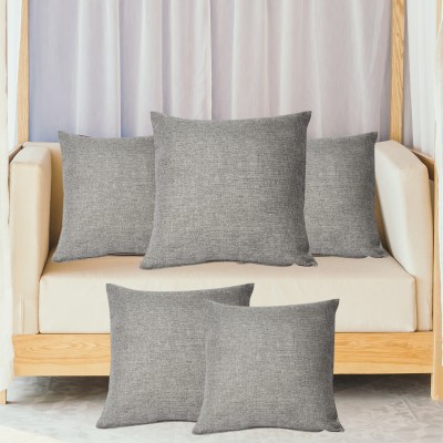 Faburaa Plain Cushions & Pillows Cover(Pack of 5, 45 cm*45 cm, Grey)