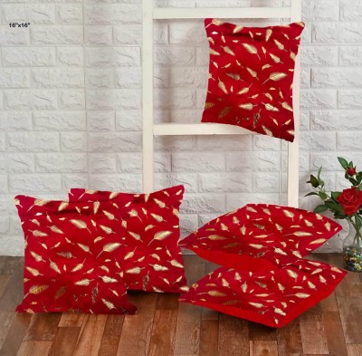 Abhsant Floral Cushions Cover(Pack of 5, 40 cm*40 cm, Red)