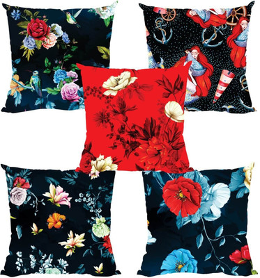 TheYaYaCafe Cotton Cushions Cover(40 cm*40 cm, Pack of 5, Multicolor)