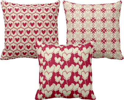 TheYaYaCafe Canvas Cushions Cover(30.48 cm*30.48 cm, Pack of 3, Red)