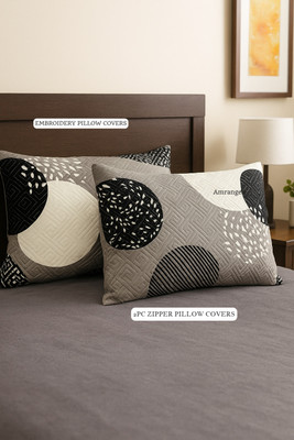 Amrange Cotton Pillows Cover(43 cm*69 cm, Pack of 2, Grey)