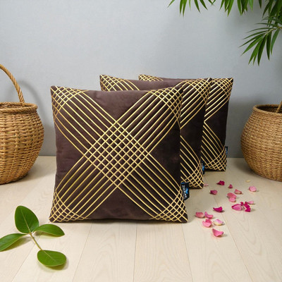 Zikrak Velvet Cushions Cover(65 cm*65 cm, Pack of 2, Brown)