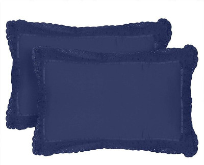VHC Cotton Pillows Cover(69 cm*45 cm, Pack of 2, Dark Blue)