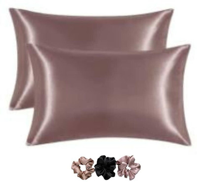 Wesofy Satin Pillows Cover(28 cm*18 cm, Pack of 2, Ivory)