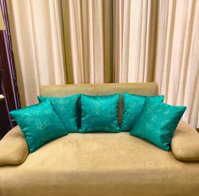 SDYUG Satin Cushions Cover(40 cm*40 cm, Pack of 5, Light Green, Gold)