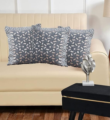 BELLA TRUE Jacquard Cushions Cover(40 cm*40 cm, Pack of 3, Grey)