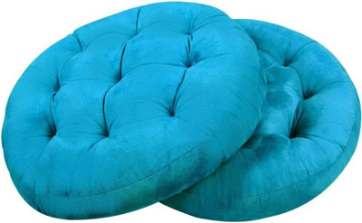 Slatters Be Royal Store Microfibre Solid Floor Cushion Pack of 2(Blue)