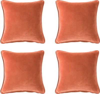 AMITRA Velvet Cushions & Pillows Cover(Pack of 4, 43 cm*43 cm, Orange)