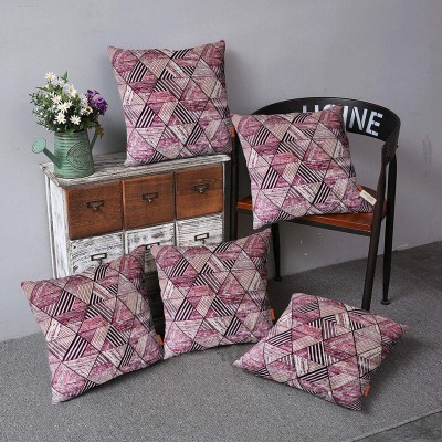 Bluegrass Printed Cushions Cover(Pack of 5, 50 cm*50 cm, Pink)