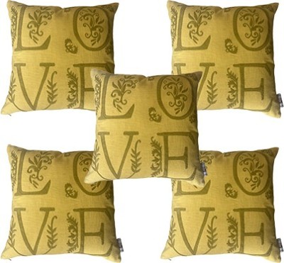 RG CREATION Embroidered Cushions Cover(Pack of 5, 45.72 cm*45.72 cm, Yellow)