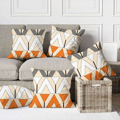 Trendize Cotton Cushions & Pillows Cover(40 cm*40 cm, Pack of 5, Orange)