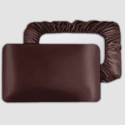 Avirons Satin Pillows Cover(45 cm*71 cm, Pack of 2, Brown)