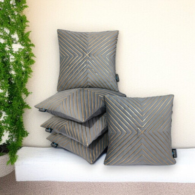 Zikrak Velvet Cushions & Pillows Cover(40 cm*40 cm, Pack of 5, Grey)