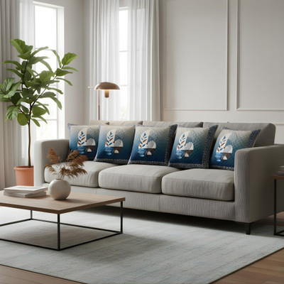 VICTORY WEAVES Polycotton Cushions Cover(40 cm*40 cm, Pack of 5, Dark Blue)