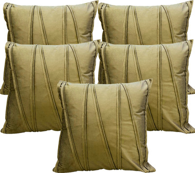 A&A Fabrics Polyester, Velvet Cushions Cover(Pack of 5, 40.64 cm*40.64 cm, Gold)