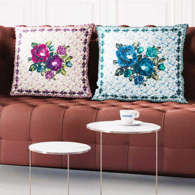 LoomJungle Polycotton Cushions Cover(40 cm*40 cm, Pack of 2, Multicolor)