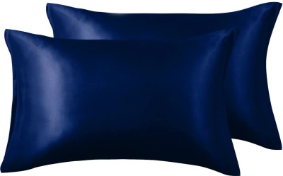 NKV FASHION Satin Pillows Cover(Pack of 2, 18 cm*28 cm, Blue)