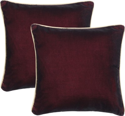 Oussum Plain Cushions Cover(Pack of 2, 25 cm*25 cm, Red)