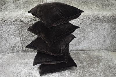 Dulhan Velvet Cushions Cover(60 cm*60 cm, Pack of 5, Brown)