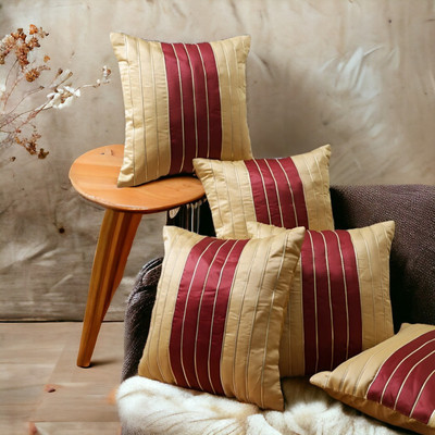 Zikrak Dupion Silk Cushions & Pillows Cover(40 cm*40 cm, Pack of 5, Beige)