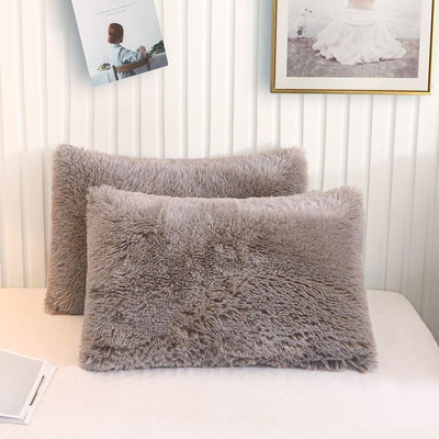 PICKKART Fur Pillows Cover(50 cm*30 cm, Pack of 2, Grey)
