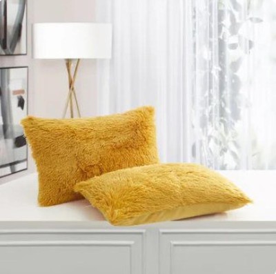 PICKKART Fur Cushions Cover(Pack of 2, 55.3 cm*40.5 cm, Gold)