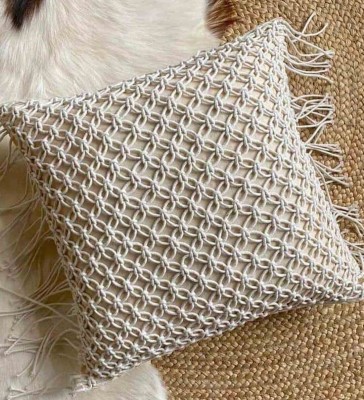 alamcraft Abstract Cushions & Pillows Cover(40 cm*40 cm, Cream)