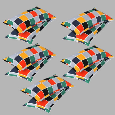 AAKRITI Cotton Pillows Cover(43 cm*69 cm, Pack of 10, Multicolor)