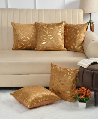 R2H2 Silk, Velvet Cushions Cover(Pack of 5, 40 cm*40 cm, Gold, Gold)